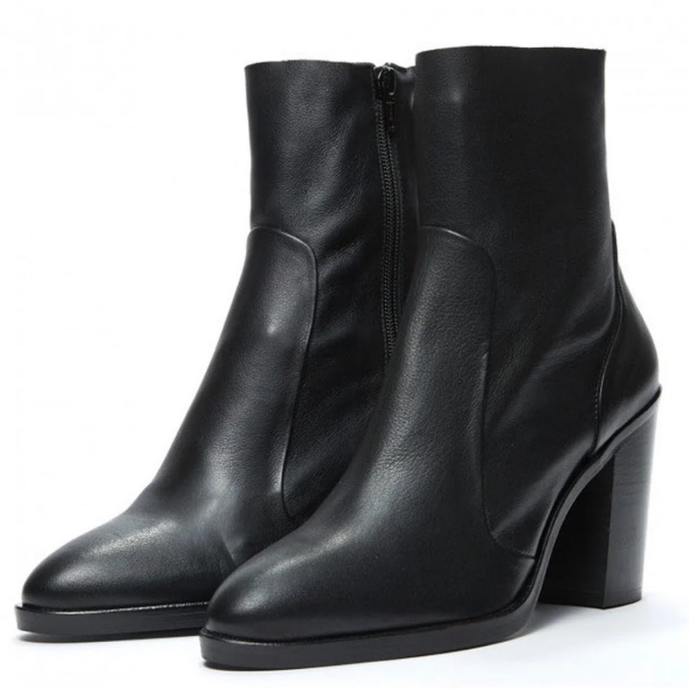 • Crosswalk heeled leather sock boots •